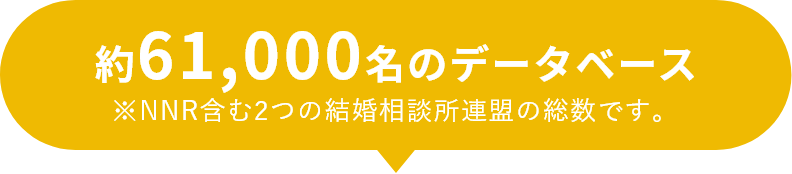 約61,000名のデータベース ※NNR含む2つの結婚相談所連盟の総数です。