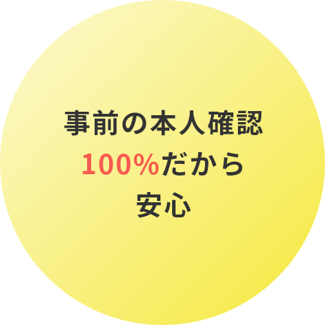 事前の本人確認100%だから安心